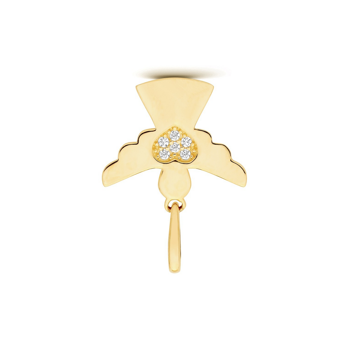 Cluster Heart Angel 9ct Yellow Gold Pendant 375 Hallmarked All Chain Lengths