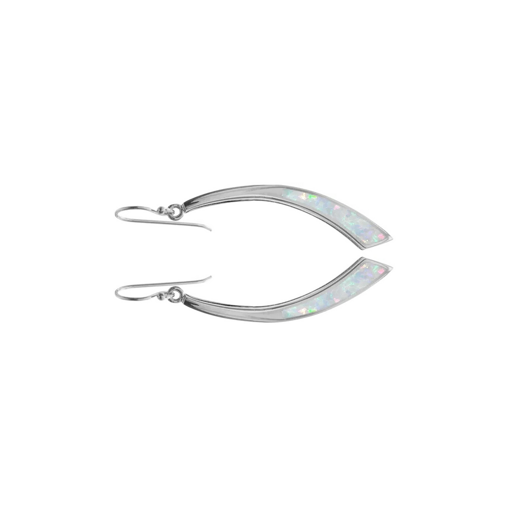 Natural White Opal Teardrop Earrings Sterling Silver 925 Hallmarked British Made