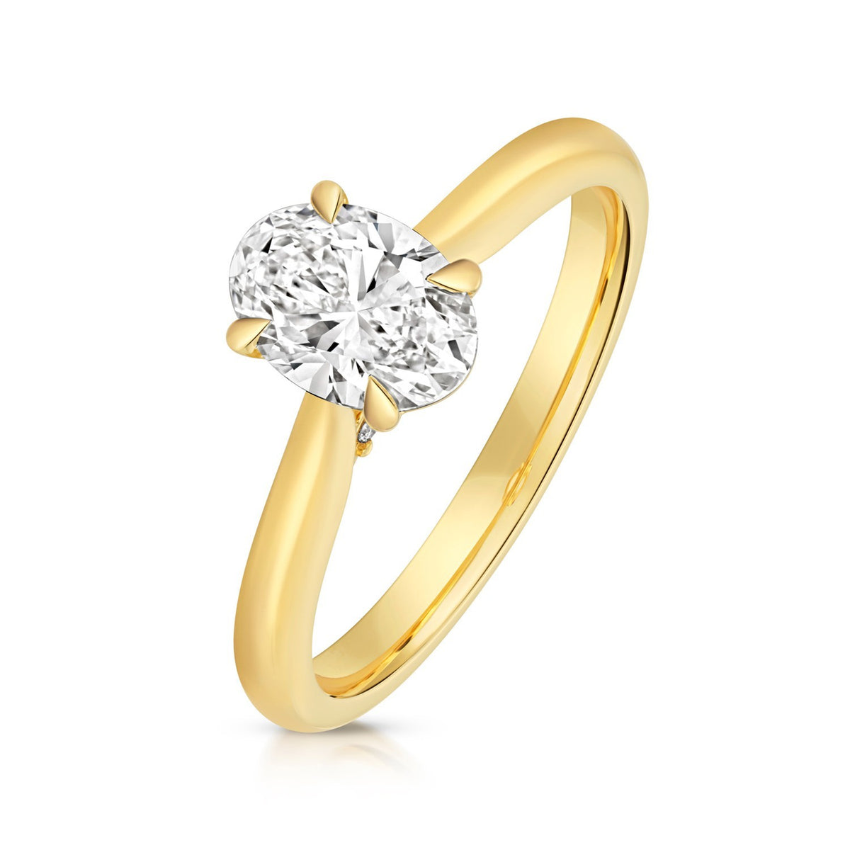 Oval Lab-Grown Diamond Engagement Ring 18ct Yellow Gold Hallmarked Sizes J - Q