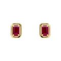 Chunky Solitaire Ruby Stud Earrings 9ct Yellow Gold 375 Hallmark British Made