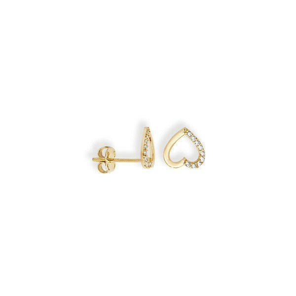 Heart Stud Earrings Gemstone 9ct Yellow Gold Hallmarked Brand New Boxed