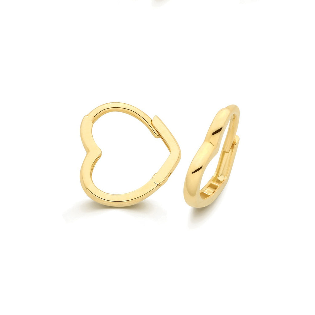 10mm Hinged Heart Earrings 9ct Yellow Gold 375 Hallmarked Brand New
