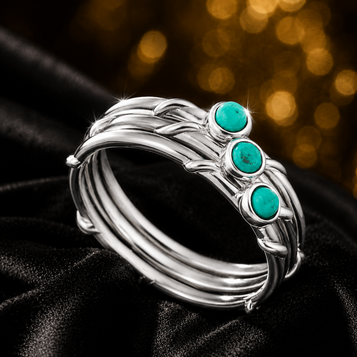 Real Green Magnesite Stacking Ring Sterling Silver 925 Hallmarked British Made