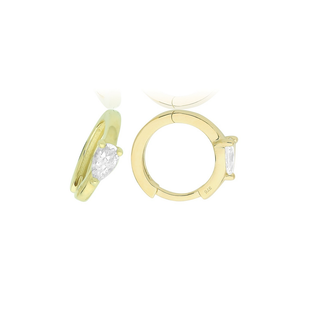 9ct Yellow Gold Pear Hoop Earrings British Made 375 Hallmark Brand New Boxed