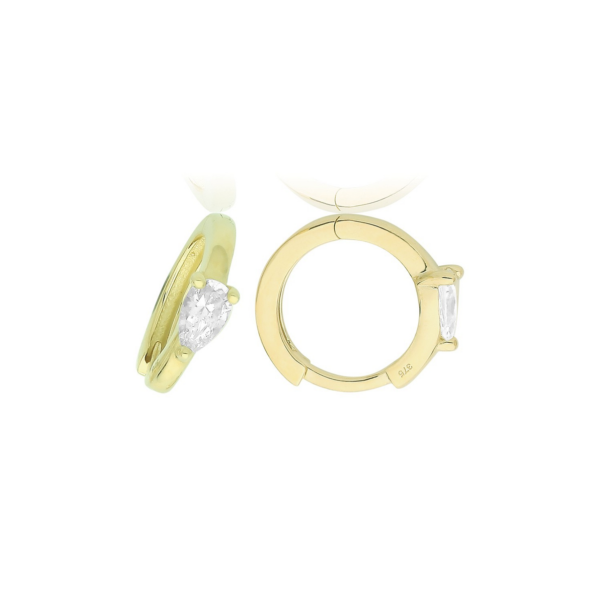 9ct Yellow Gold Pear Hoop Earrings British Made 375 Hallmark Brand New Boxed