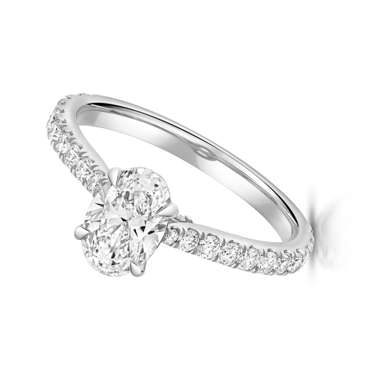 Oval Lab-Grown Diamond Engagement Ring 18ct White Gold Hallmarked Sizes J - Q
