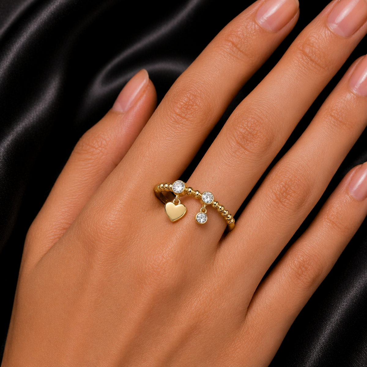 Heart Charm Ring 9ct Yellow Gold Hallmarked Sizes J - T British Made Brand New