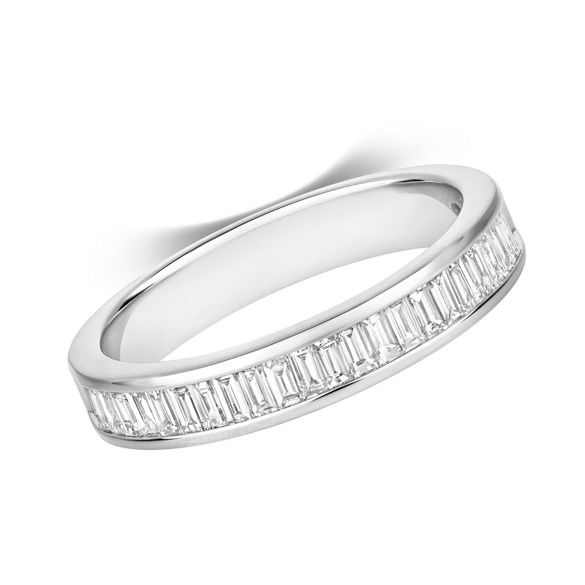 Natural Diamond Baguette Eternity Ring 18ct White Gold Hallmarked Sizes J - Q