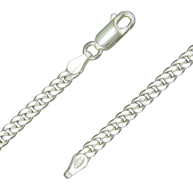 Gents Heavy DC Curb Chain Solid Sterling Silver 925 Hallmarked British Made