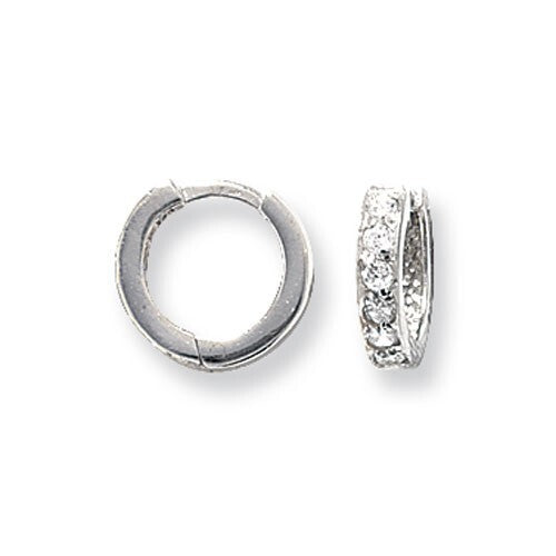 Mens 6 Stone Huggie Hoop Earring 9ct White Gold 375 Hallmarked Brand New