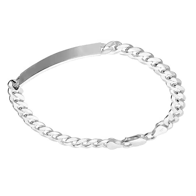 Gents Solid Sterling Silver ID Chain Bracelet British Made 925 Hallmarked