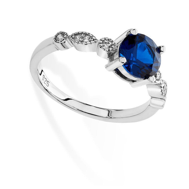 Sterling Silver Sapphire Ring Solitaire 925 Hallmarked British Made Sizes J - R
