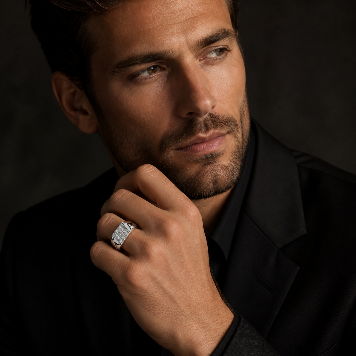 Men's Sterling Silver Ring Pave Set Engagement Gents 925 Hallmarked Sizes M - X