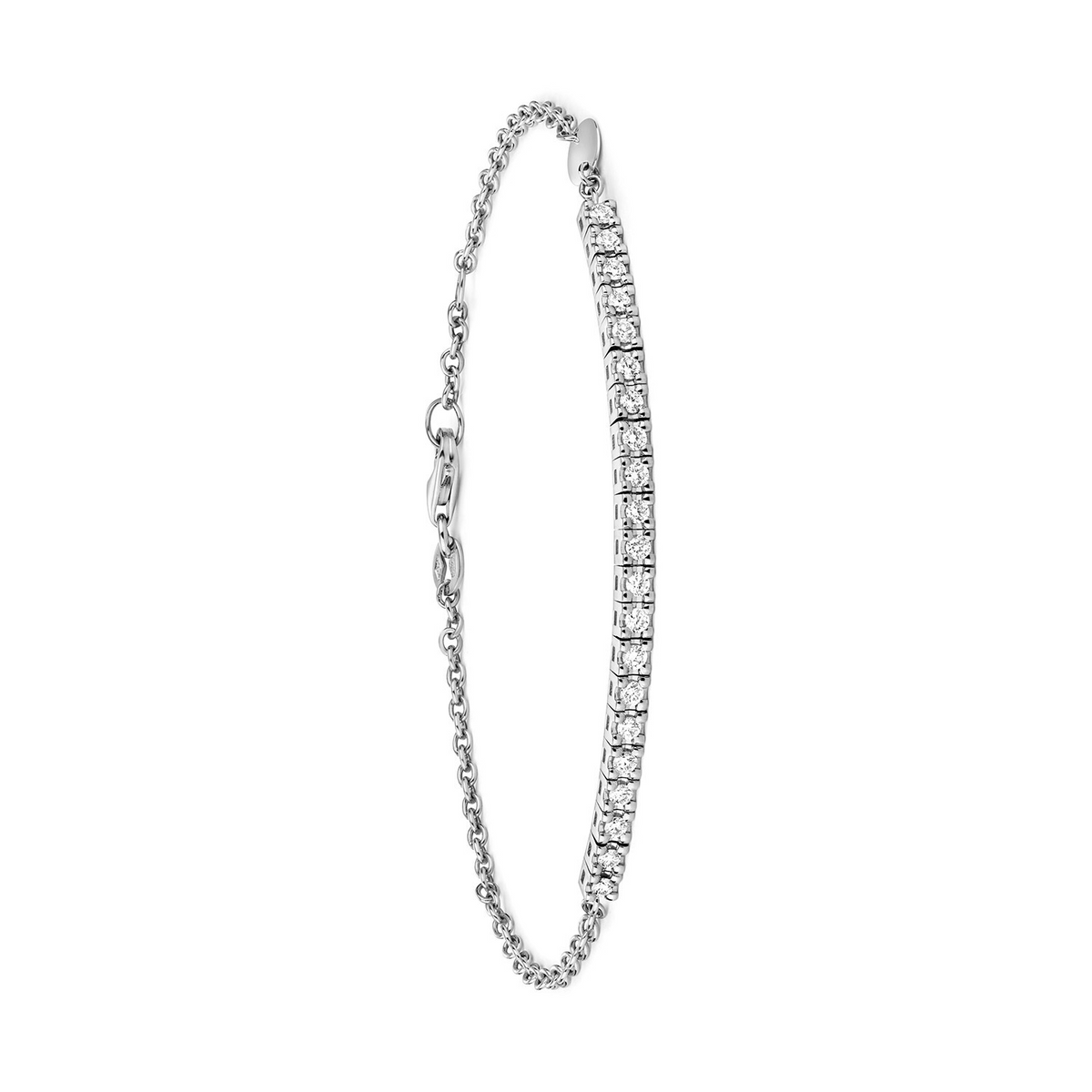 21 Natural Diamond 18ct White Gold Bracelet 375 Hallmarked British Made