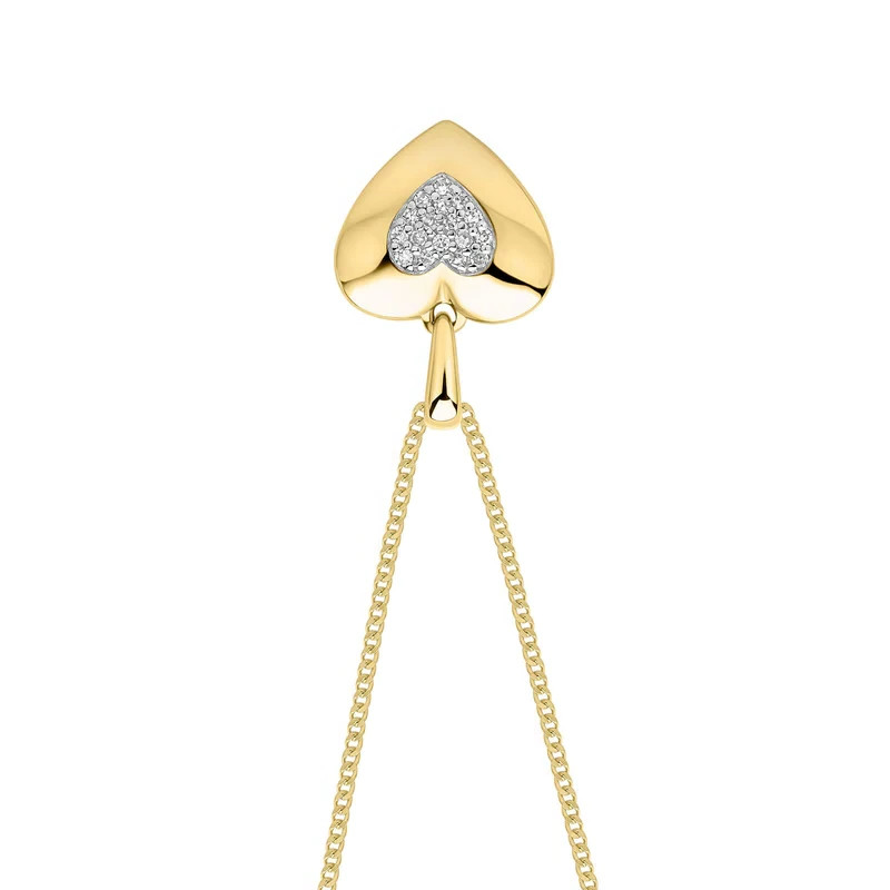 Pave Heart Diamond Pendant 9ct Yellow Gold 375 Hallmarked British Made