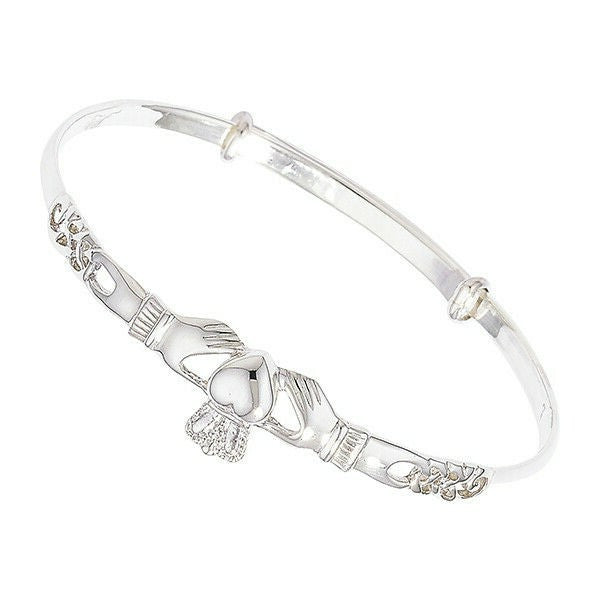 Sterling Silver Claddagh Bangle Expandable British Made Hallmarked Brand New 