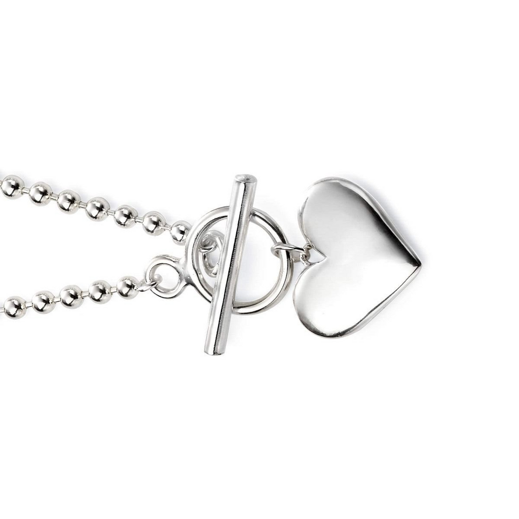 Ball Chain Heart Necklace 925 Sterling Silver Hallmarked British Made Brand New