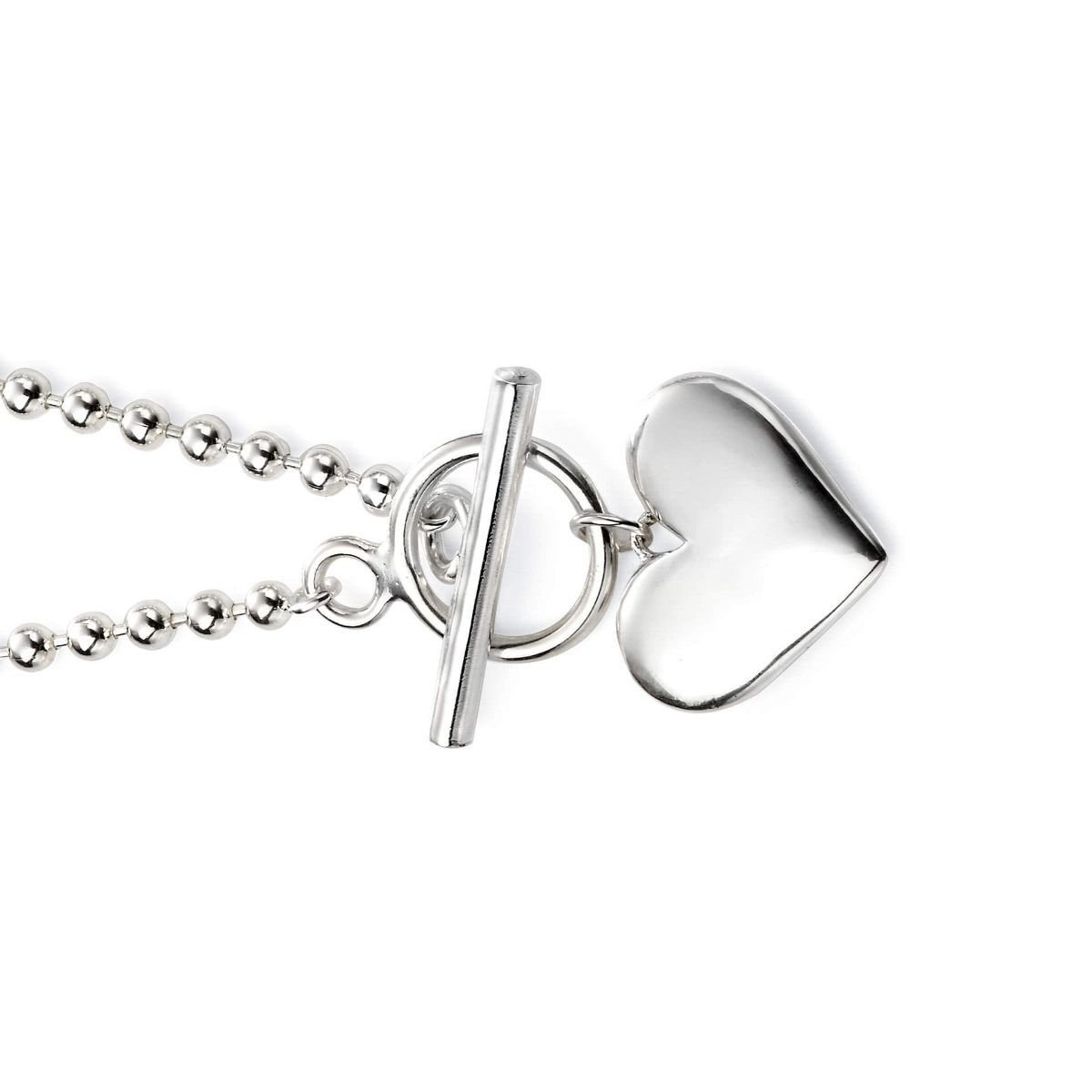 Ball Chain Heart Necklace 925 Sterling Silver Hallmarked British Made Brand New