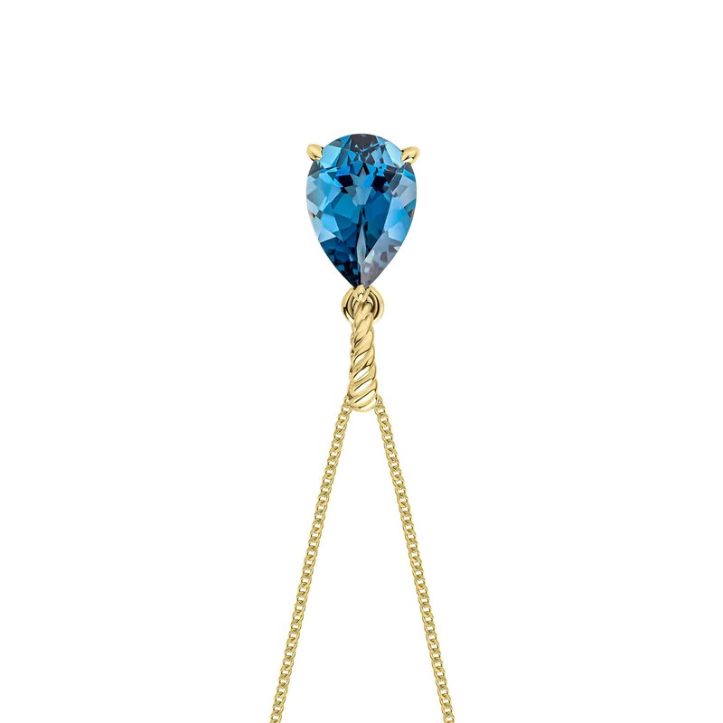 Natural Teardrop Blue Topaz Pendant 9ct Yellow Gold 375 Hallmarked British Made