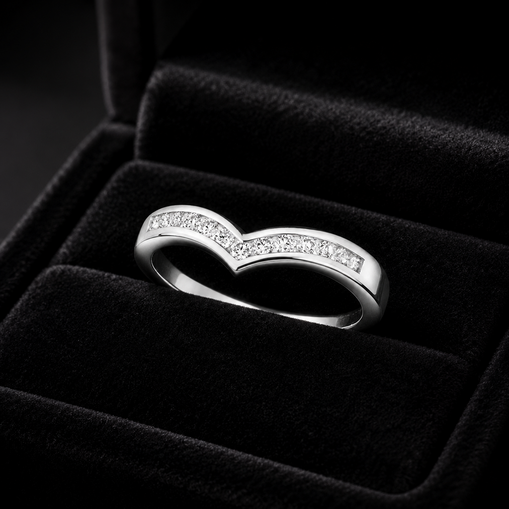 13 Natural Diamond Wishbone Ring 18ct White Gold Hallmarked Sizes J - Q