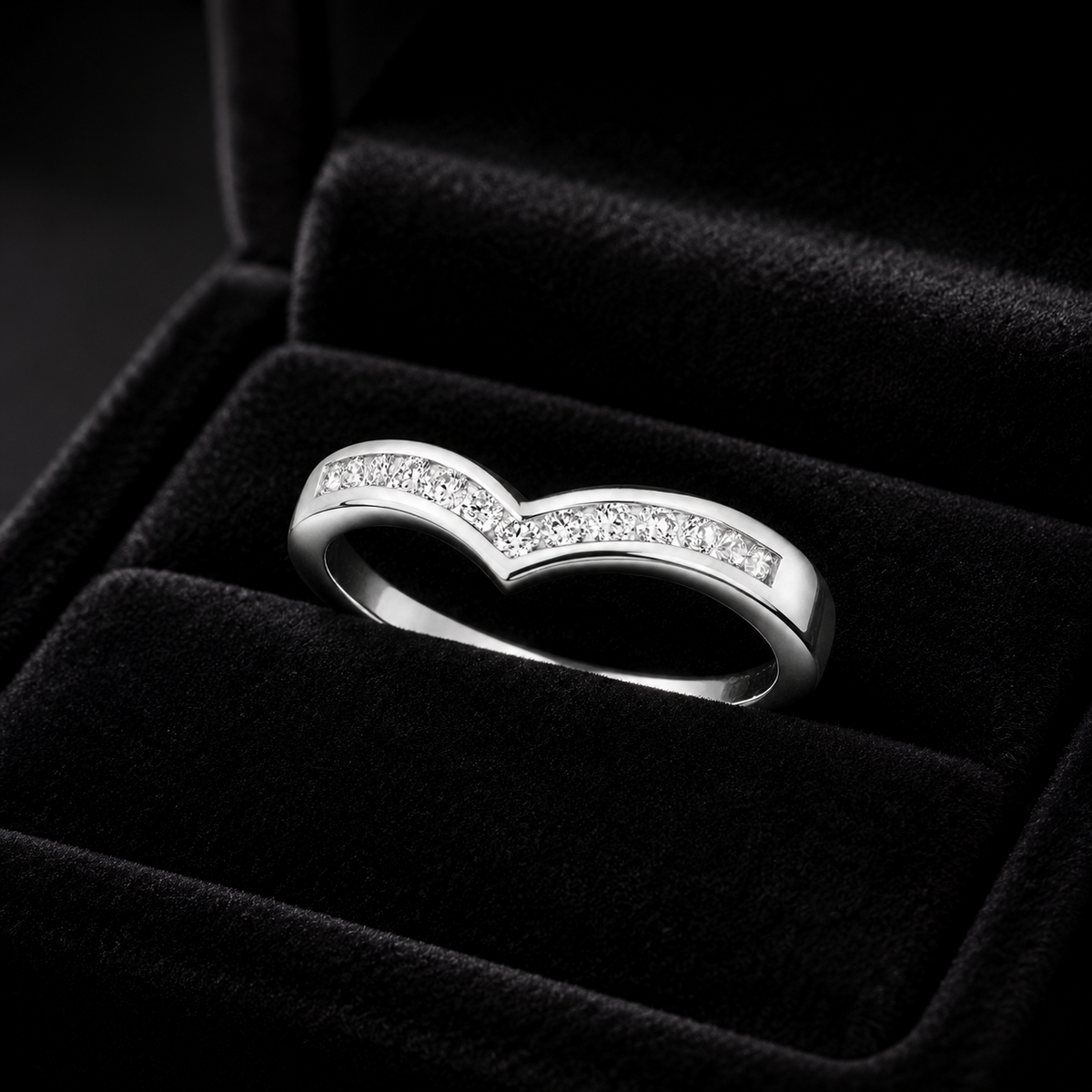 13 Natural Diamond Wishbone Ring 18ct White Gold Hallmarked Sizes J - Q