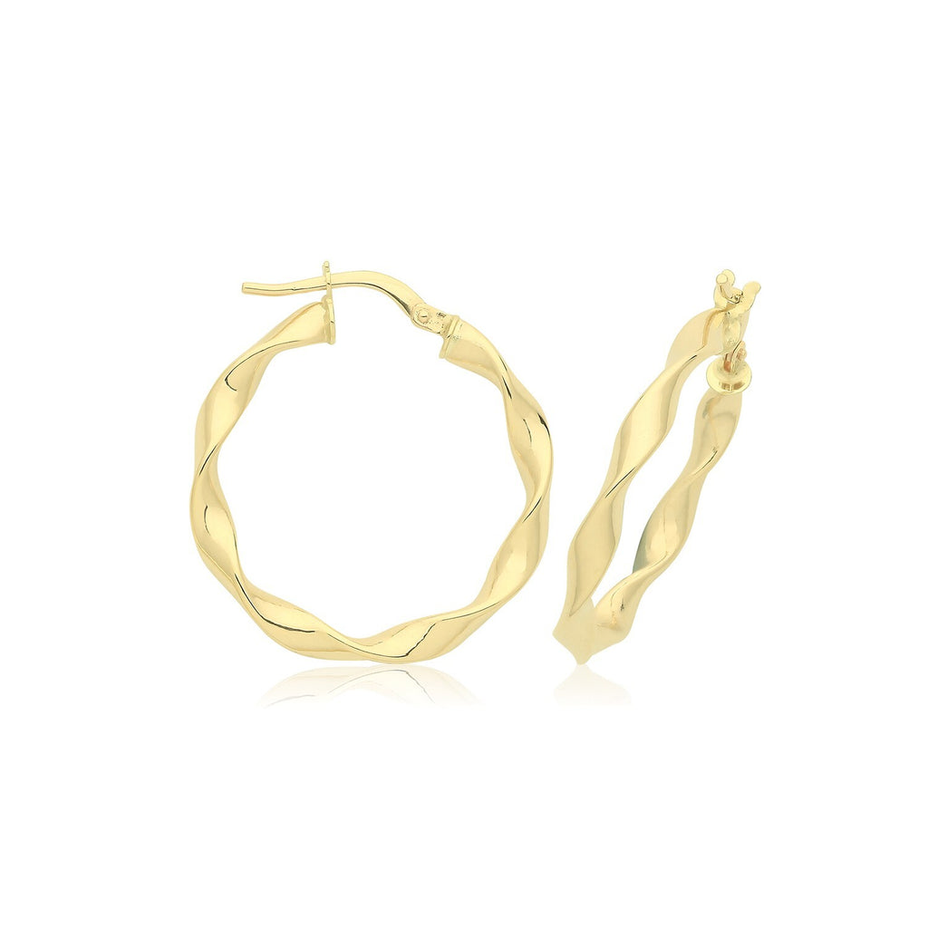9ct Yellow Gold Twist Hoop Earrings 375 Hallmarked 10mm - 40mm Diameter