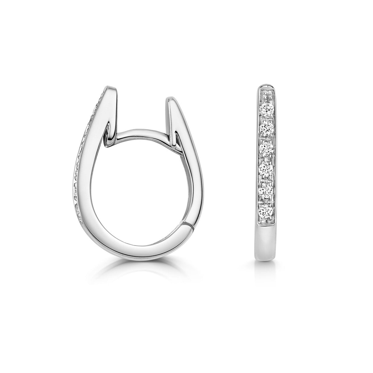 9mm Oval Natural Diamond Hoop Earrings 18ct White Gold Hallmarked British Made