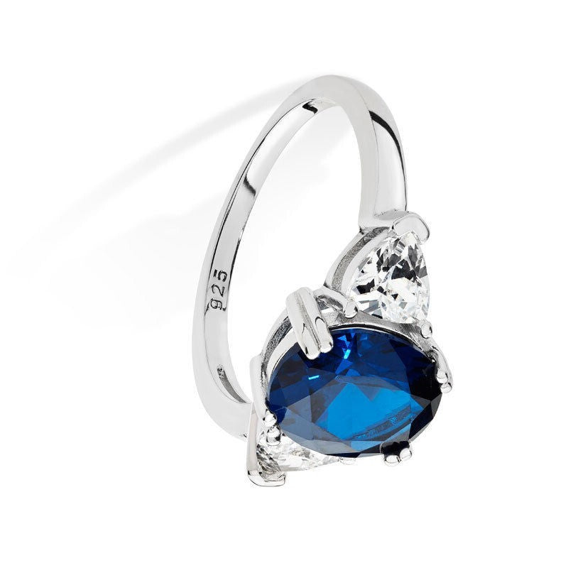 Sterling Silver Sapphire Ring Solitaire 925 Hallmarked British Made Sizes J - R