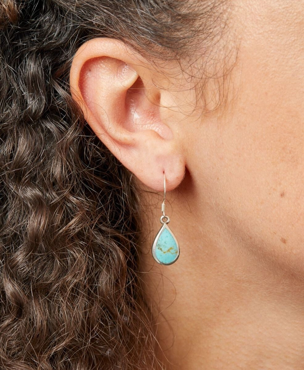 Teardrop Turquoise Drop Earrings Sterling Silver 925 Hallmarked Brand New Boxed