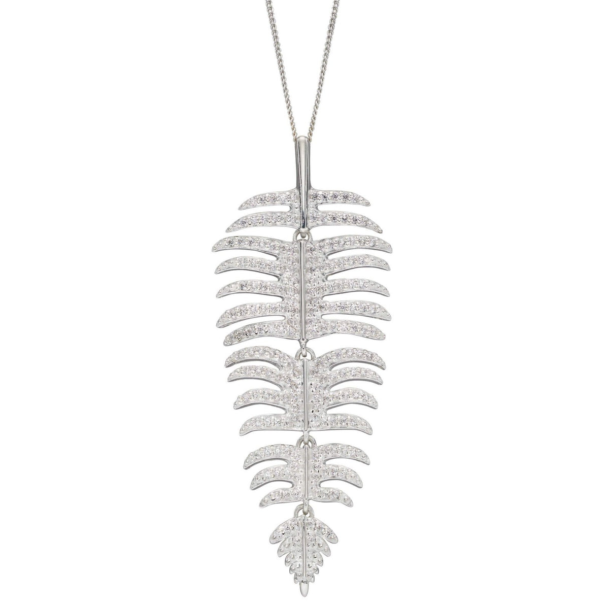 Sterling Silver Gemstone Palm Leaf Pendant 925 Hallmarked All Chain Lengths