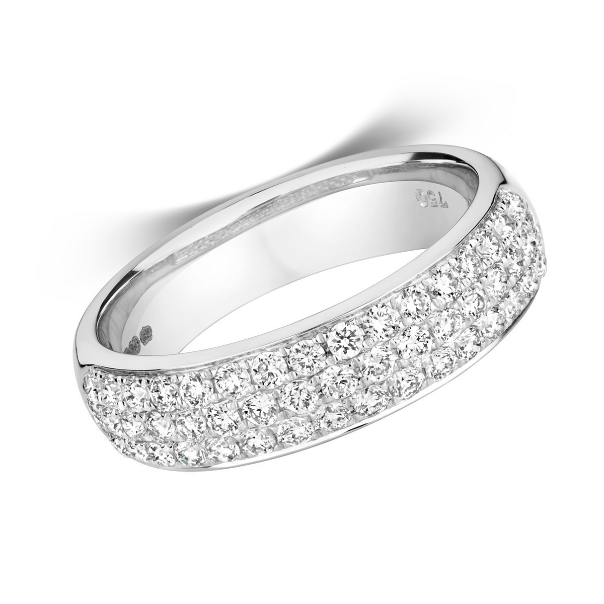 49 Natural Diamond Band Ring 18ct White Gold Hallmarked Sizes J - Q