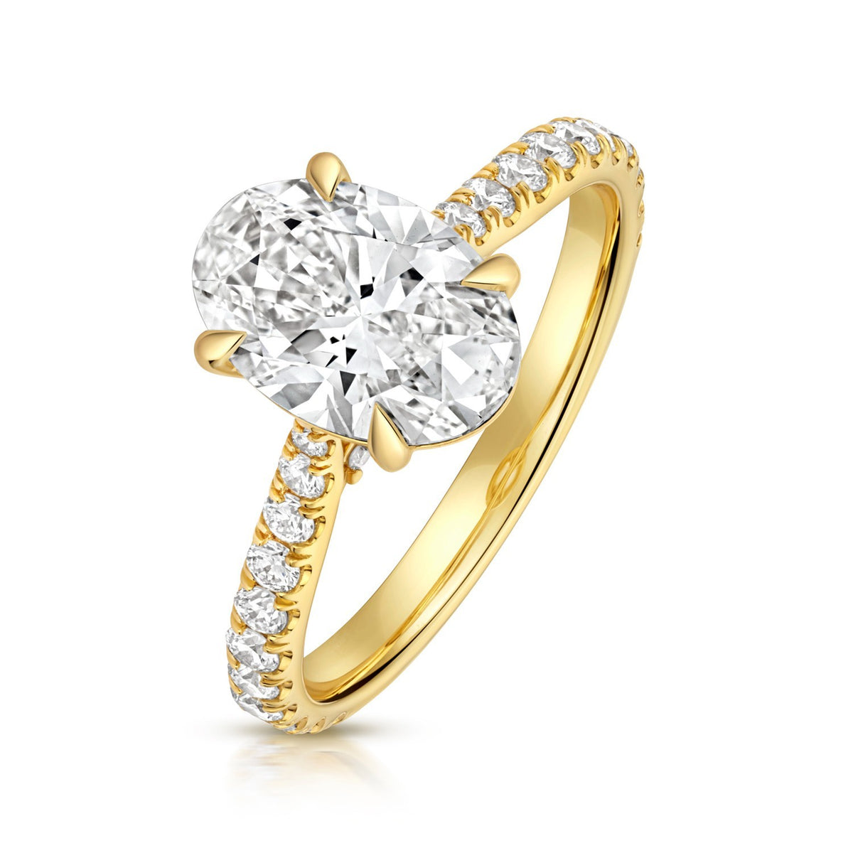 Oval Lab-Grown Diamond Engagement Ring 18ct Yellow Gold Hallmarked Sizes J - Q
