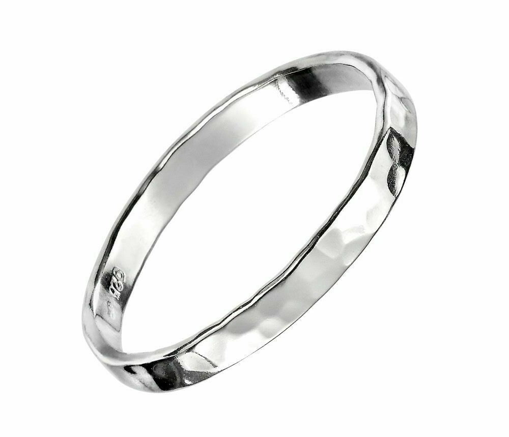 Sterling Silver Hammered Band Ring 925 Hallmarked Size K - S