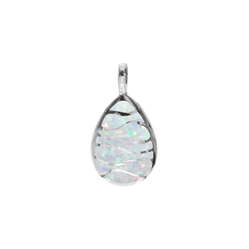 Wave Opal Teardrop Pendant Sterling Silver 925 Hallmarked All Chain Lengths