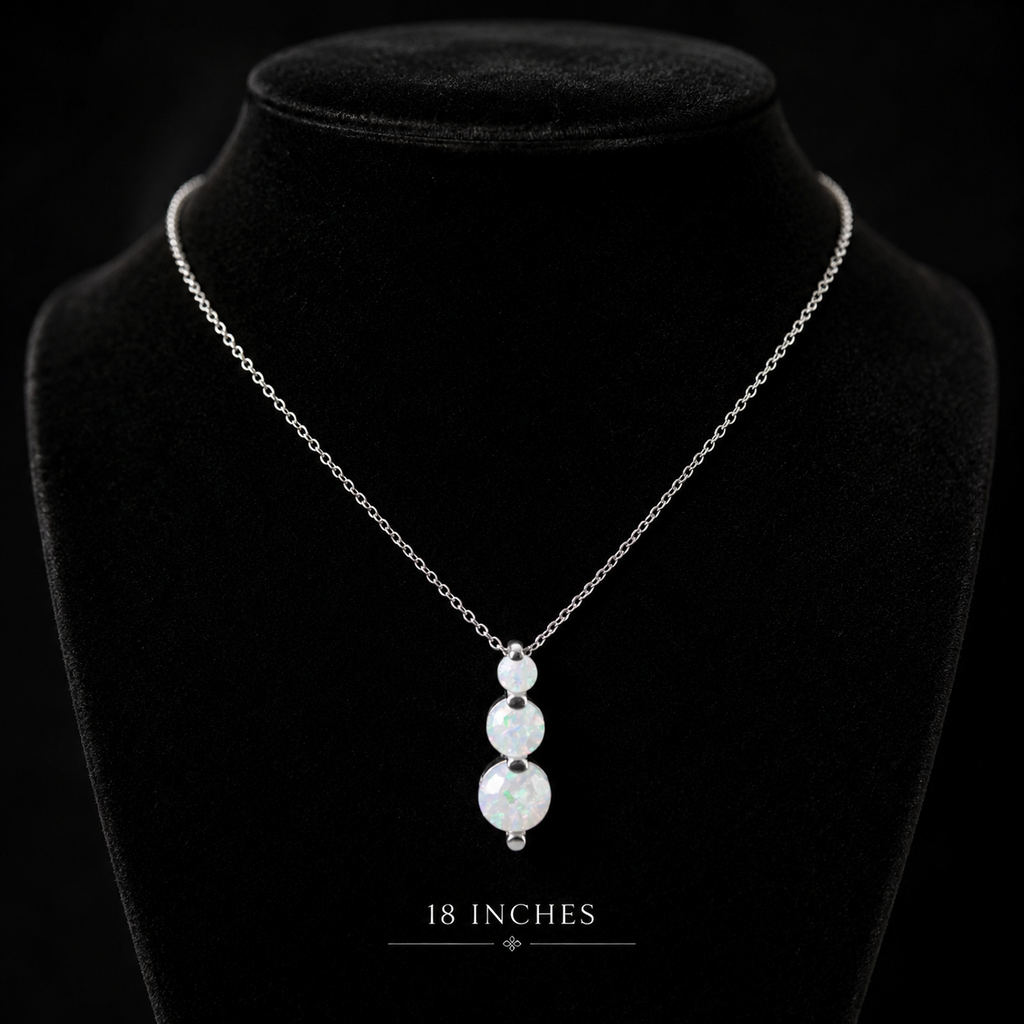 Natural Triple Opal Necklace Solid Sterling Silver 925 Hallmarked British Made