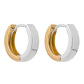 2 Tone Hoop Huggie Earrings 9ct Yellow Gold Plated Hallmarked Brand New Boxed