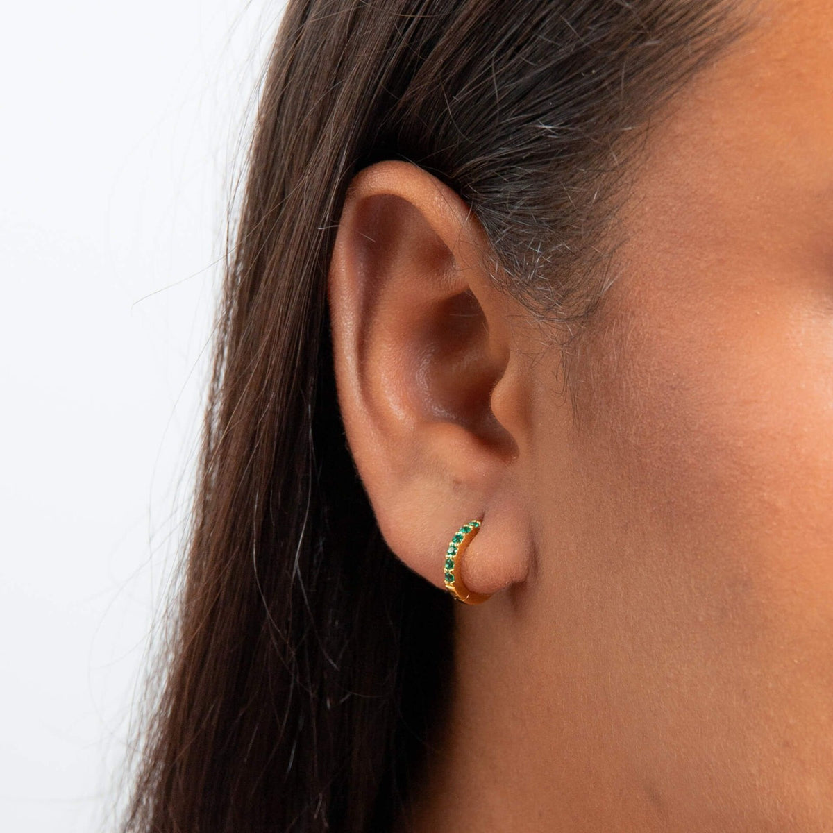 Emerald Hoop Earrings 9ct Yellow Gold Plated Hallmarked Brand New Boxed