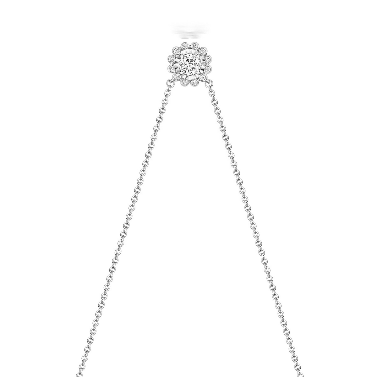 13 Natural Diamond illusion Necklace 18ct White Gold Hallmarked British Made