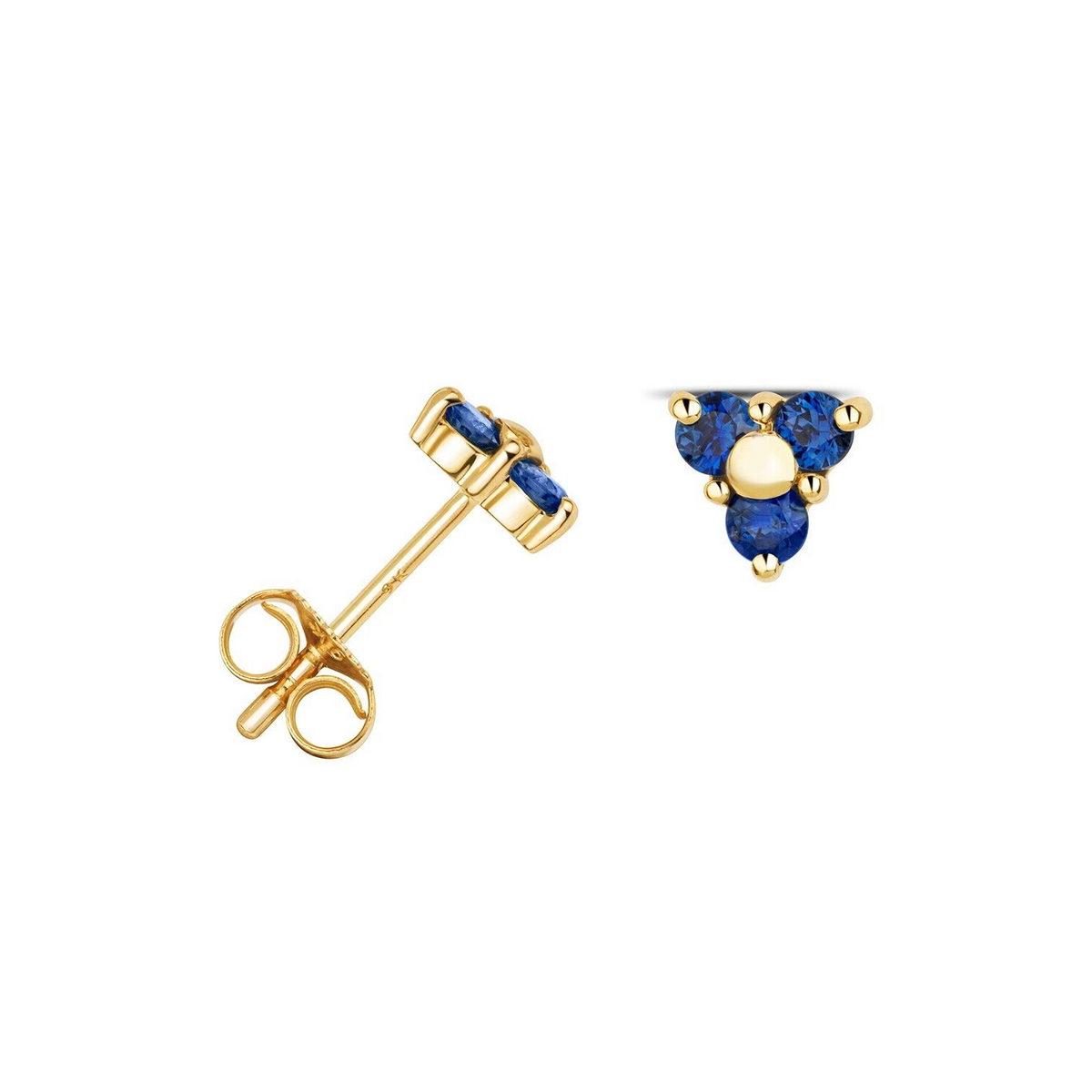 Yellow Gold 3 Stone Sapphire Earrings 9ct 375 Hallmarked New Boxed British Made