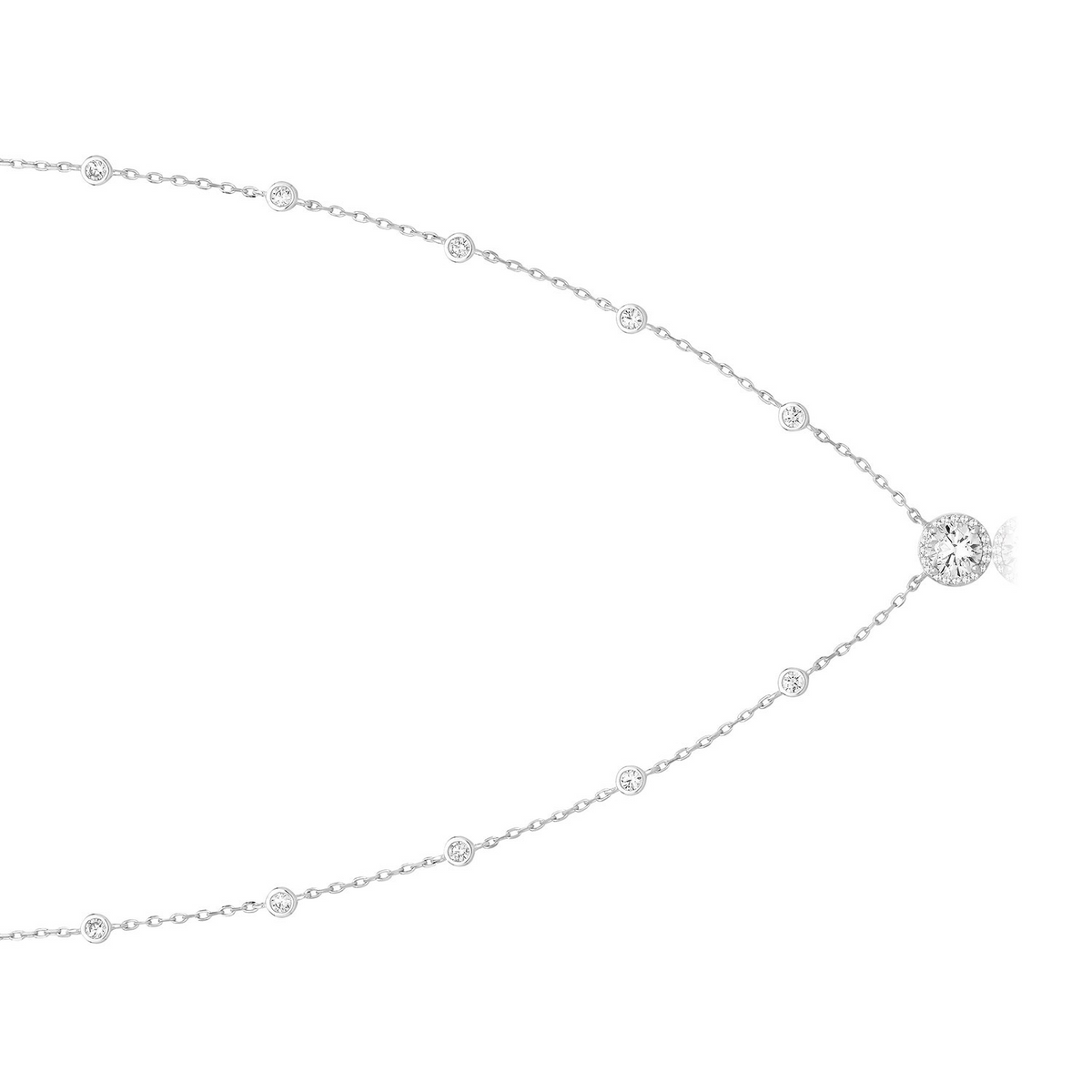 Solitaire Station Set Necklace Sterling Silver 925 Hallmarked British Made
