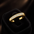 Channel Set Natural Diamond Ring 18ct Yellow Gold 375 Hallmarked Sizes J - Q