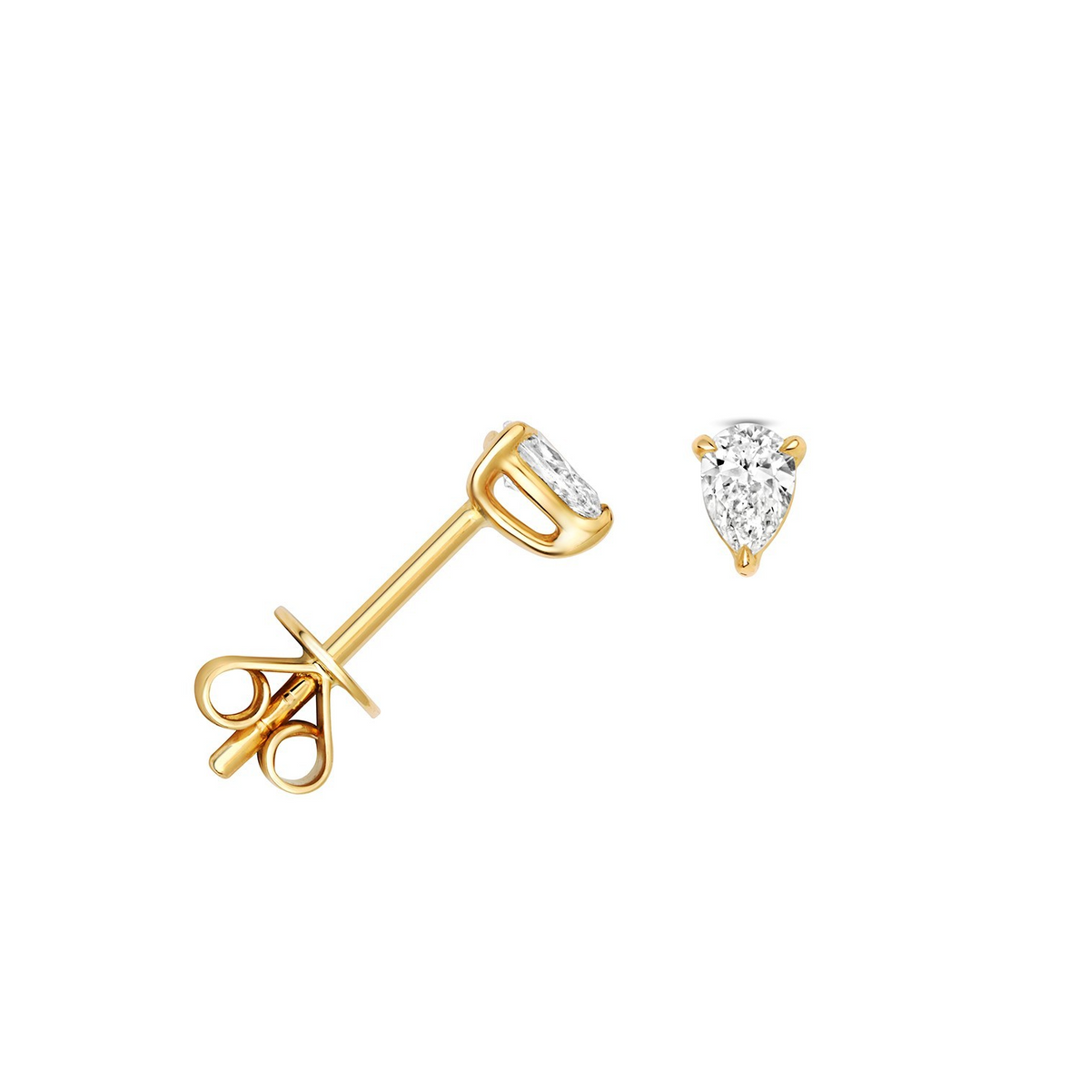 Natural Diamond Pear Stud Earrings 18ct Yellow Gold Hallmarked British Made