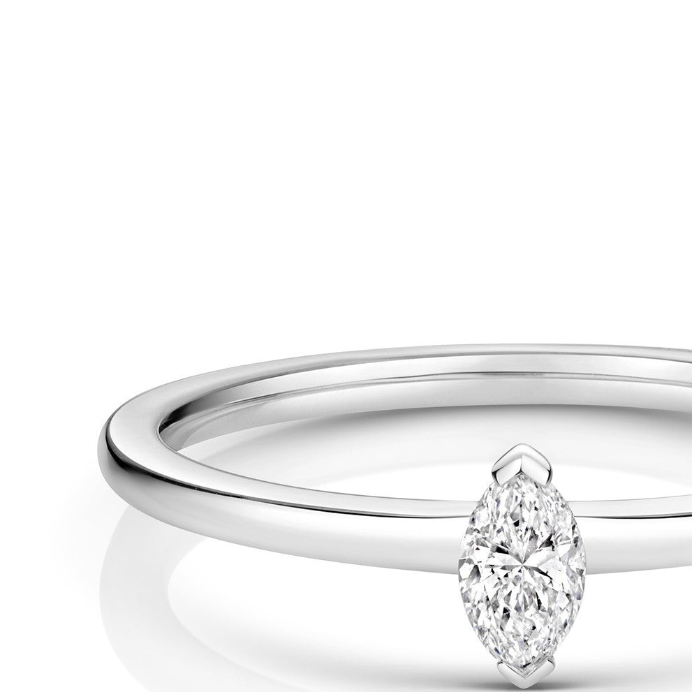 1 Natural Diamond Marquise Cut Ring 18ct White Gold Hallmarked Sizes K - N