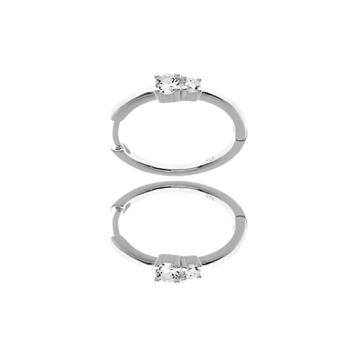 15mm Prong Gemstone Hoop Earrings Sterling Silver 925 Hallmarked Brand New Boxed