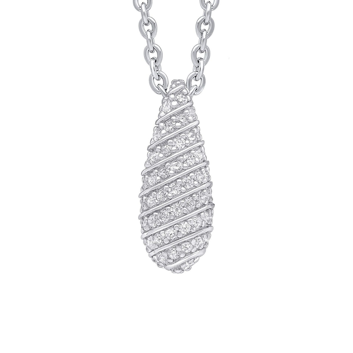Channel Set Droplet Pendant Sterling Silver 925 Hallmarked All Chain Lengths