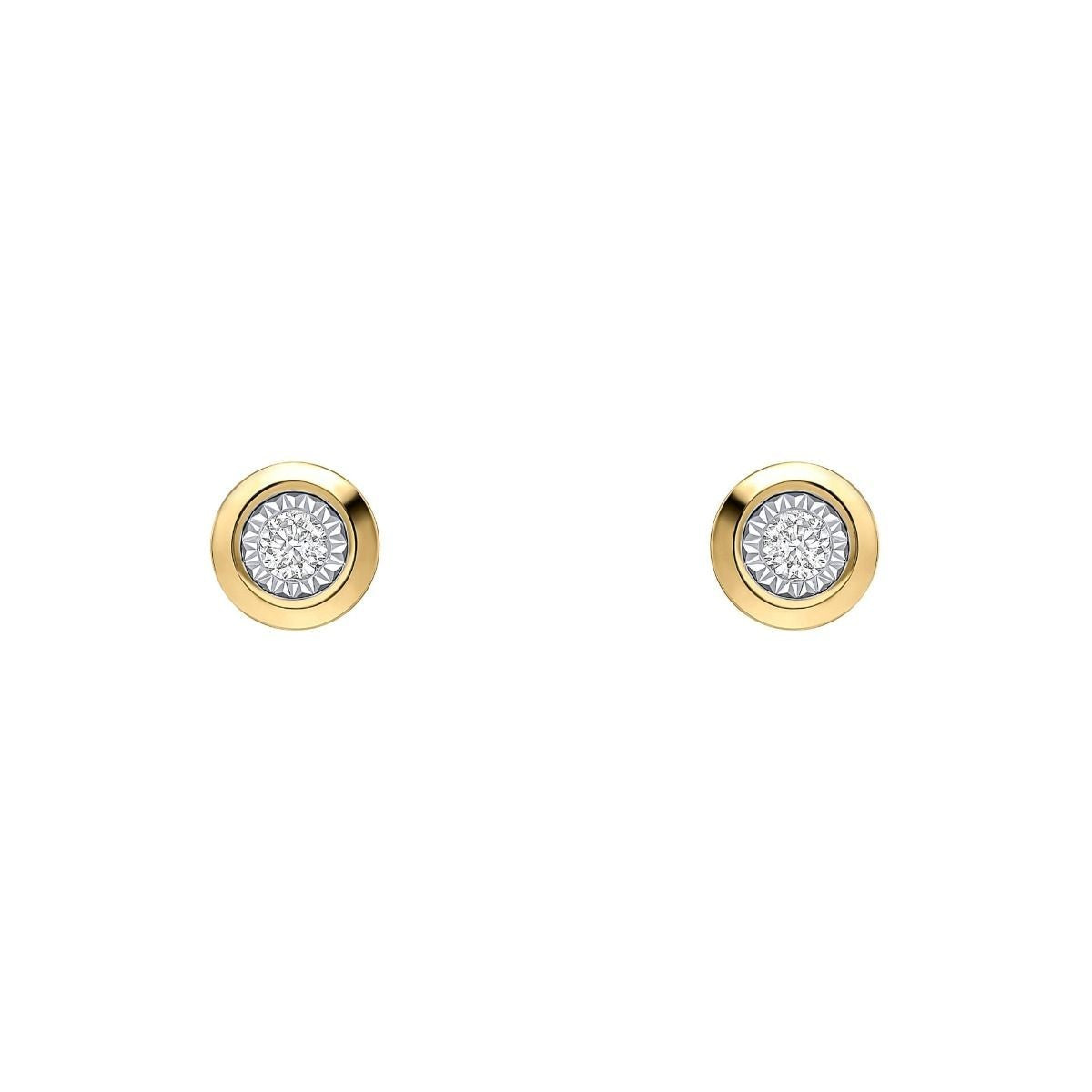 Natural Bezel Diamond Pendant & Earrings Set 9ct Yellow Gold 375 Hallmarked