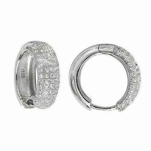 Mens Huggie Hoop Earring Cubic Zirconia Solid Sterling Silver Gents 