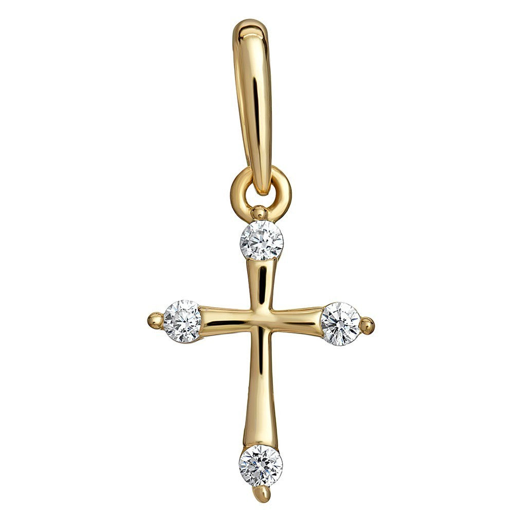4 Stone Cross 9ct Yellow Gold Pendant 375 Hallmarked All Chain Lengths