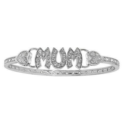Mum Gemstone Bangle Sterling Silver 925 Hallmarked British Made (Mothers Day)