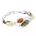 Statement Mixed Amber Bangle Sterling Silver 925 Hallmark British Made Brand New